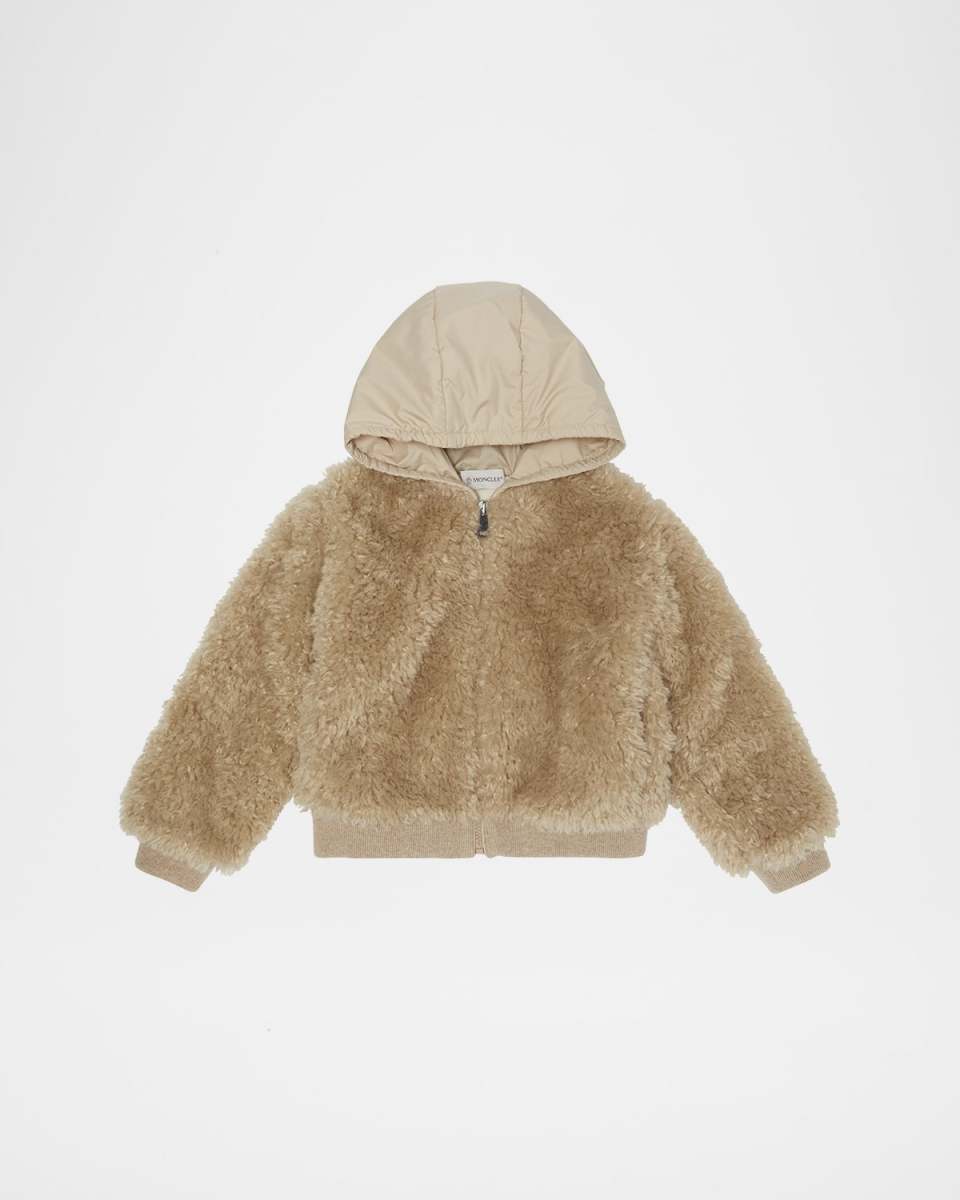 Girl's Teddy Zip-Front Cardigan with Nylon Hood, Size 12-